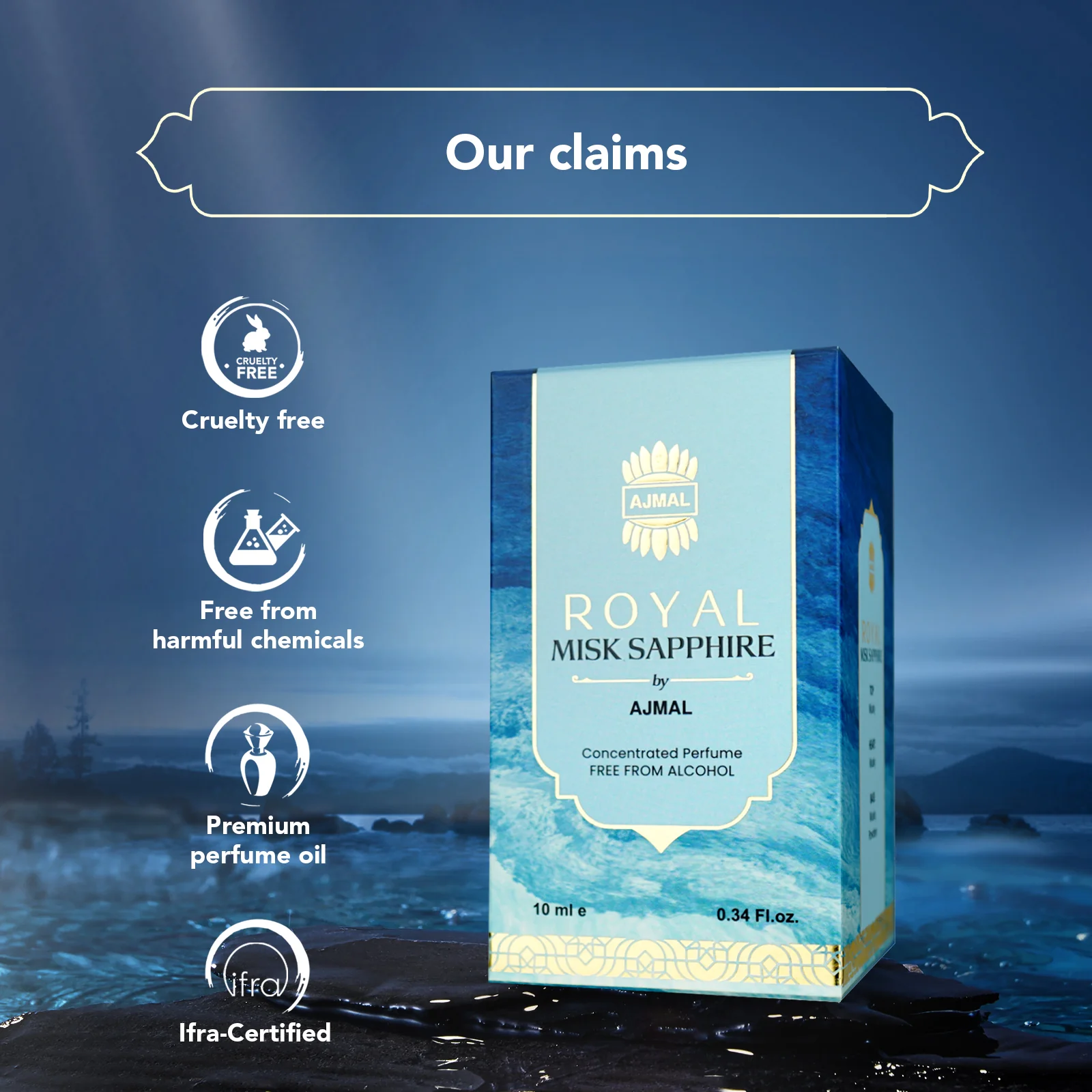 ROYAL-MISK-SAPPHIRE Non-Alcoholic Attar 10ML for Unisex - Image 4