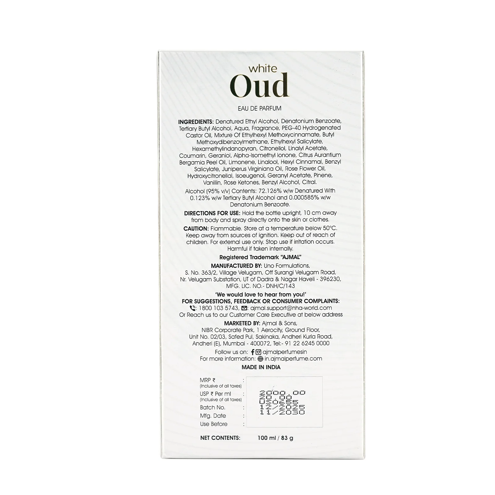 White Oud Perfume 100 ML for Men and Women - Image 7